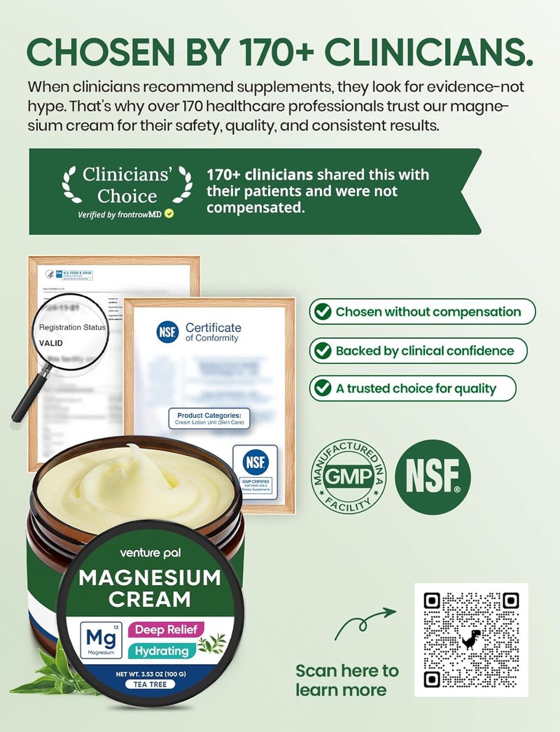 Venture Pal Magnesium Lotion, Topical Magnesium Cream, Leg & Muscle Relaxation with Coconut Oil, Shea Butter & Hyaluronic Acid, Safe for Kids - Image 5